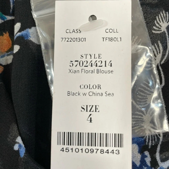 NWT White House Black Market Xian Floral Blouse Long Bell Sleeve 4 - Picture 12 of 16